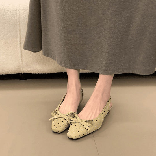 Damen Slingback-Ballerinas mit niedlichem Punktedesign und verstellbarem Riemen EB