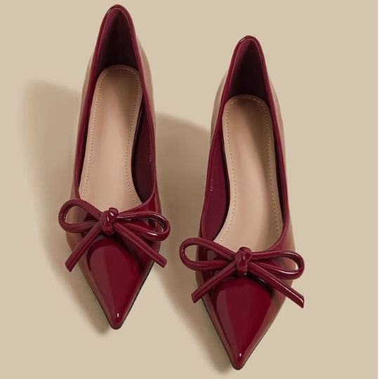 Damen Ballerinas mit spitzer Zehenform und dekorativem Schleifen-Detail EB