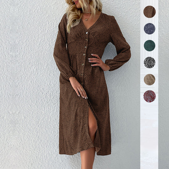 Damen Hemdkleid mit elegantem V-Ausschnitt und Knopfdetails EB