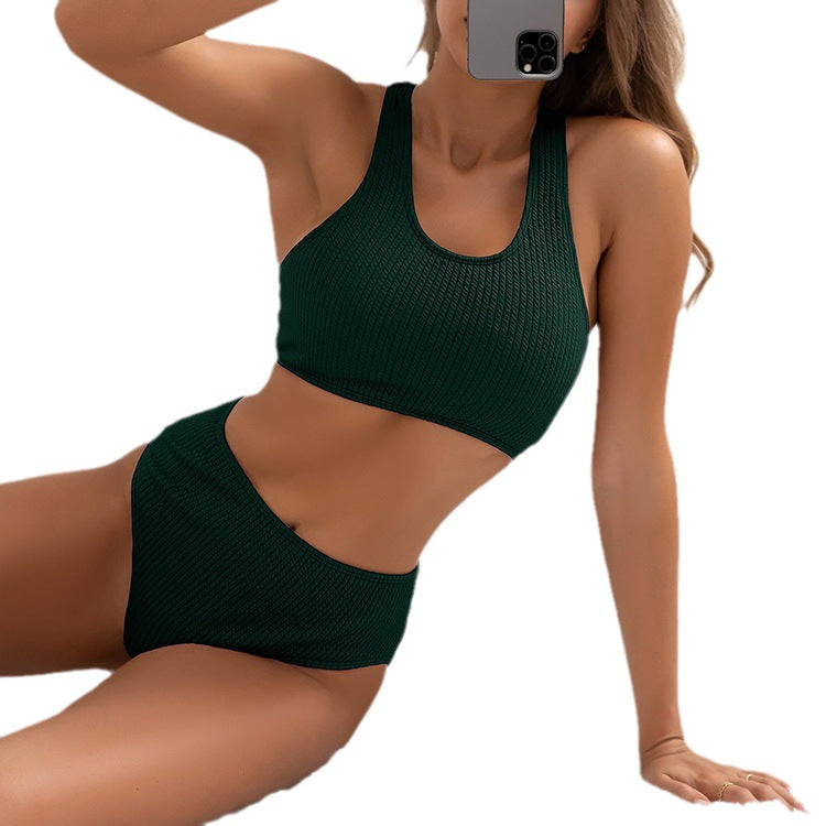 Damen Hochtailliertes Bikiniset mit sportlichem Design EB