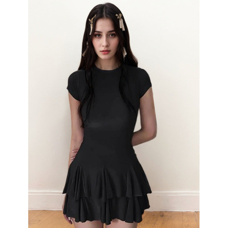 Damen Freizeitkleid mit fließendem Rock und raffinierten Rüschen EB