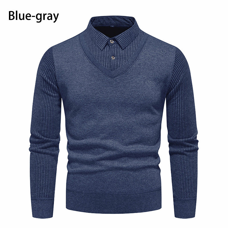 Herren V-Ausschnitt Pullover mit Hemdkragen EB