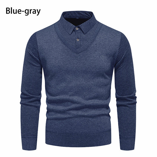 Herren V-Ausschnitt Pullover mit Hemdkragen EB