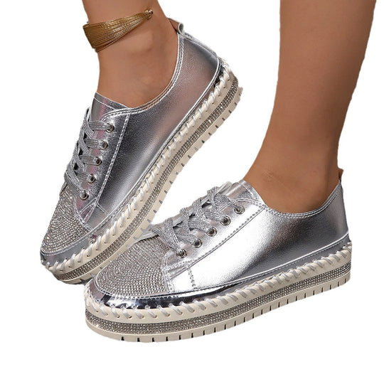 Damen Glamouröse Sneaker mit funkelndem Strass und trendiger Profilsohle EB