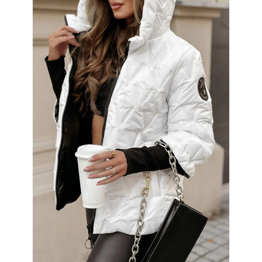 Damen Steppjacke mit hohem Kragen und beschichtetem Obermaterial EB