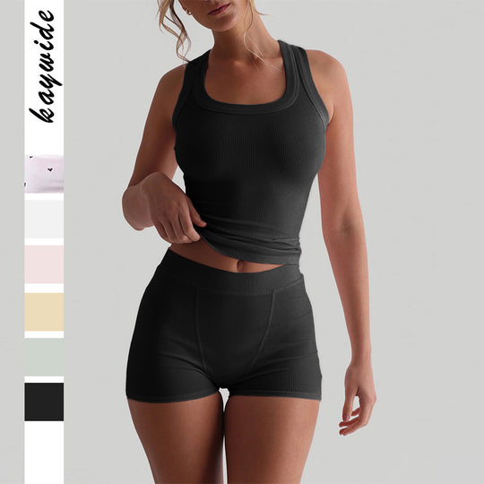 Damen Sportliches Tanktop und Shorts Set EB