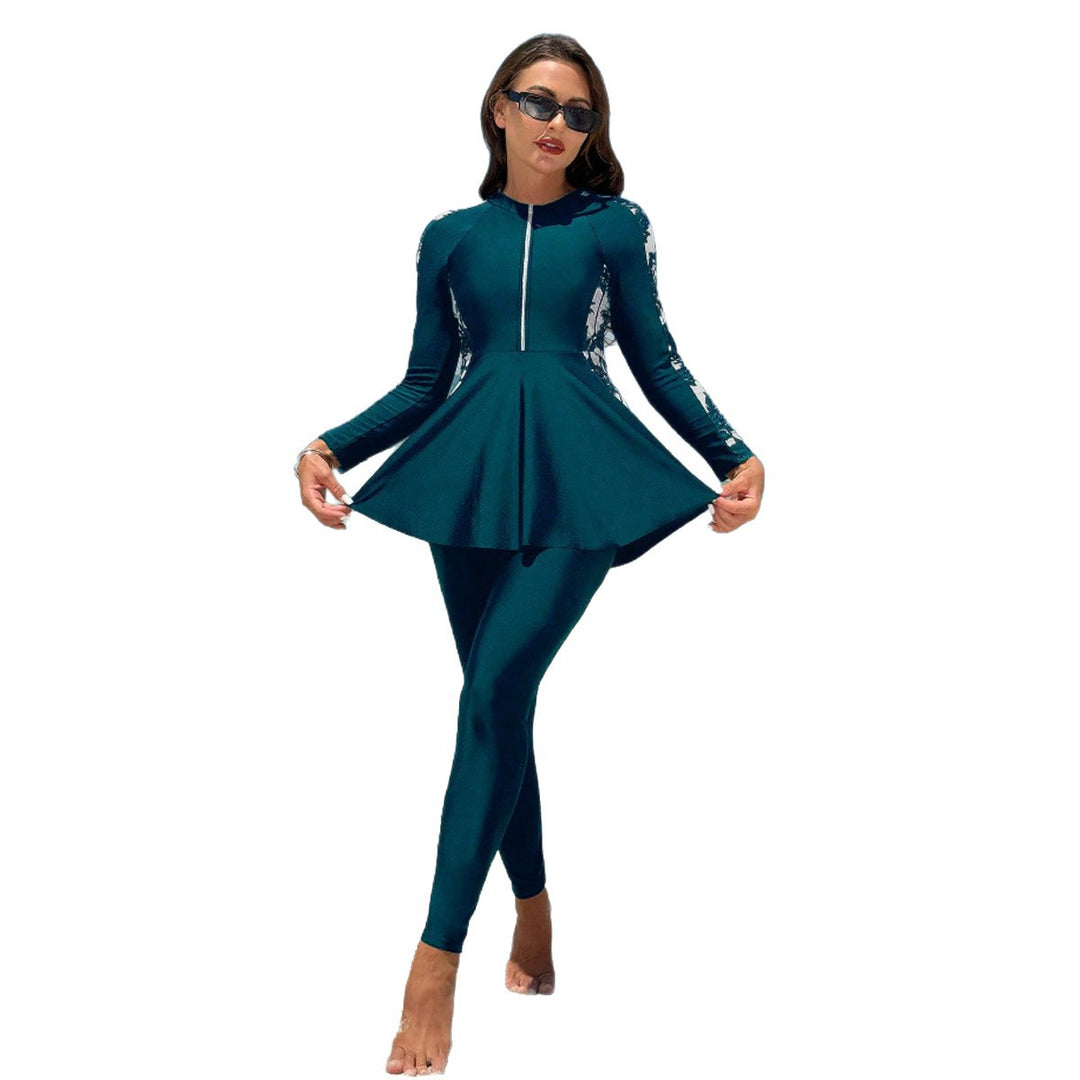 Damen Modischer UV-Schutz Surfanzug mit Peplum-Design EB