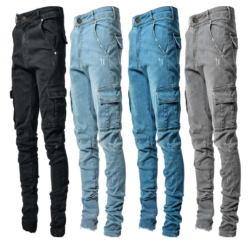 Herren Cargo Jeans im lässigen Design mit strukturierten Taschen EB