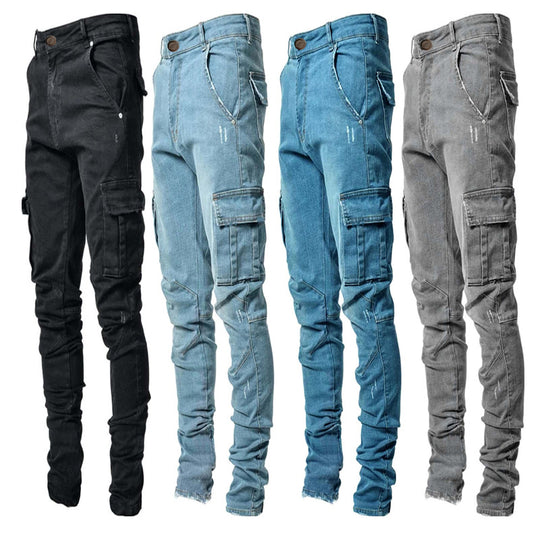 Herren Cargo Jeans im lässigen Design mit strukturierten Taschen EB