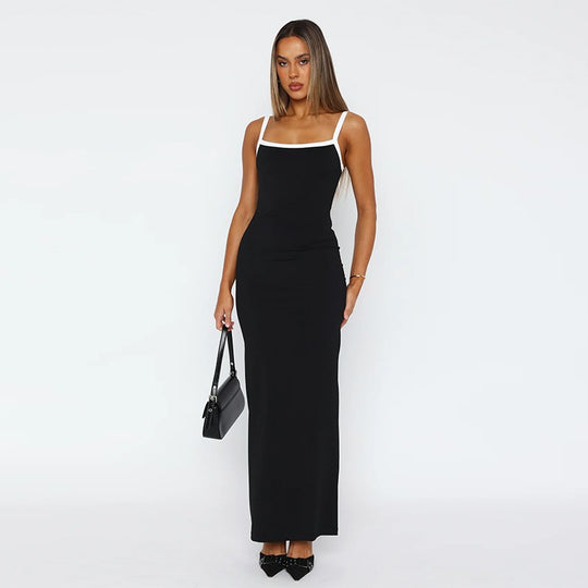 Damen Langärmliges Maxikleid mit elegantem Ausschnitt und figurbetonendem Schnitt EB