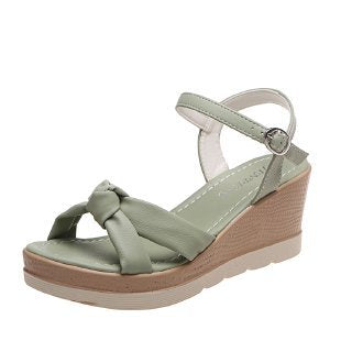 Damen Wedge-Sandalen mit elegantem Knoten-Design EB