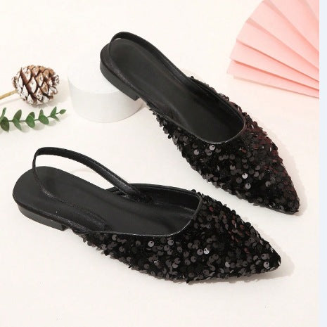 Damen Elegante Slingback-Sandaletten mit glitzernden Pailletten EB