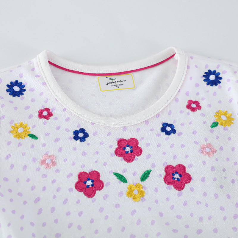 Mädchen Baumwollkleid mit buntem Dinosaurier- und Blumenmotiv EB