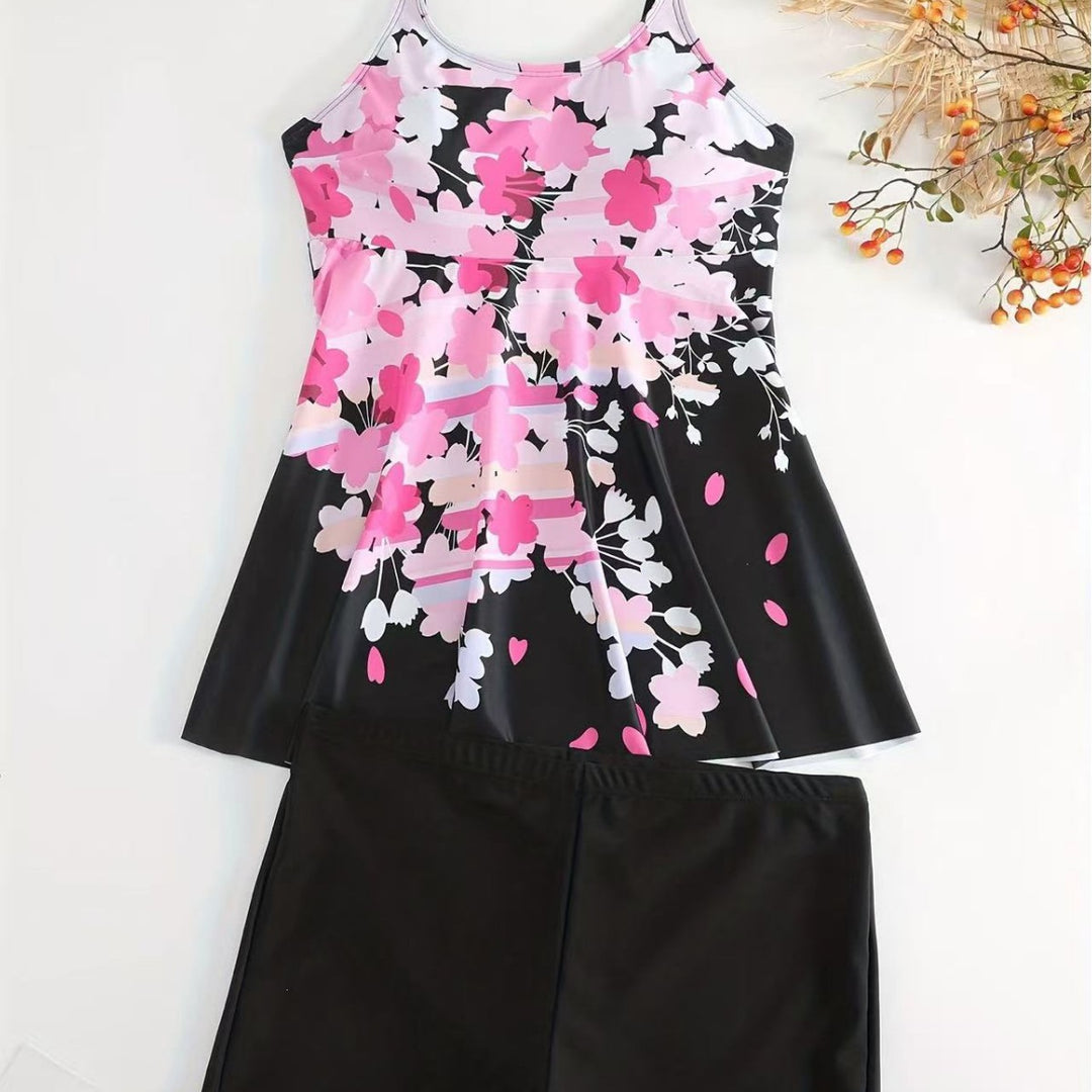 Damen Bade-Set mit floralem Oberteil und Shorts EB