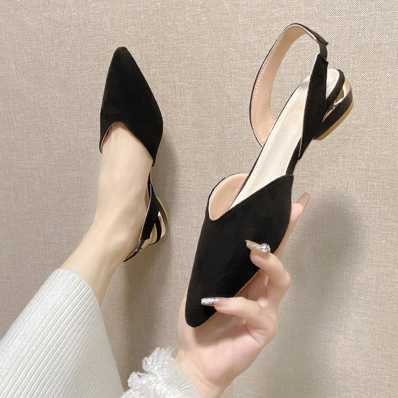 Damen Slingback-Pantoletten aus hochwertigem Wildleder mit feinem Absatz EB