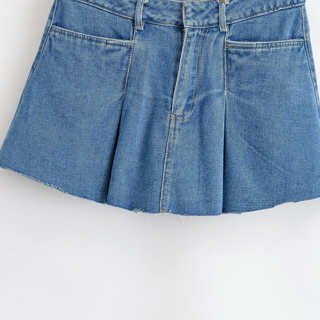 Damen Jeansrock mit lässigem A-Linien-Schnitt und dezenten Falten EB