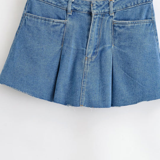 Damen Jeansrock mit lässigem A-Linien-Schnitt und dezenten Falten EB