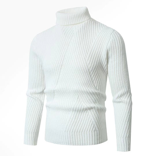 Herren nan strukturierter Rollkragenpullover mit diagonaler Rippstruktur und schlanker Passform EB