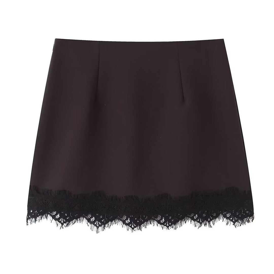 Damenrock mit elegantem Spitzenabschluss und figurbetontem Schnitt EB