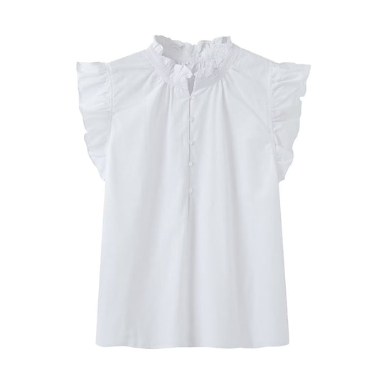 Damenbluse mit Rüschendetails und Knopfleiste EB