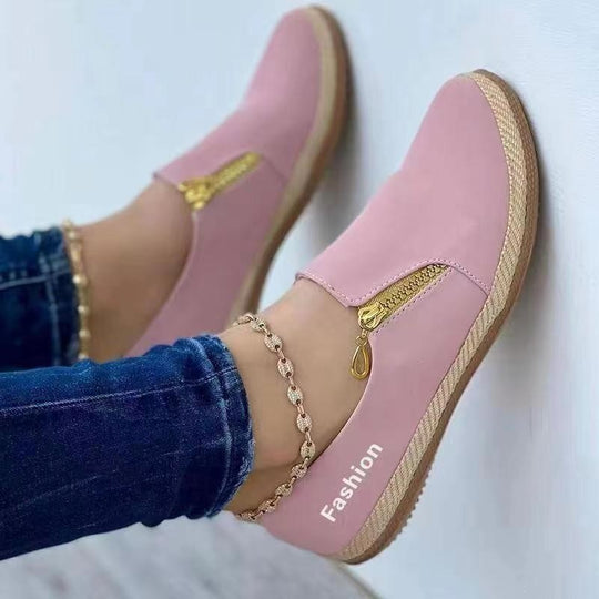 Damen Modische Slipper mit elegantem Reißverschluss EB