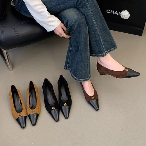 Damen zeitlose Ballerinas mit elegantem Leder-Spitzendesign und komfortablem Fußbett EB