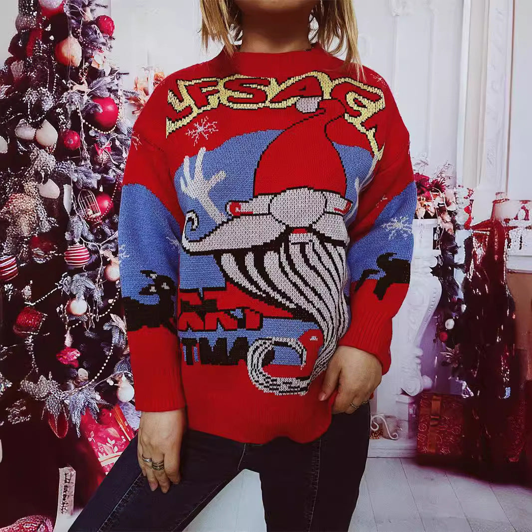 Damen Weihnachts-Pullover mit festlichem Rentier-Motiv und kreativen Designs EB