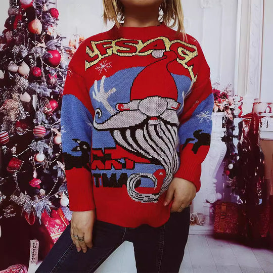 Damen Weihnachts-Pullover mit festlichem Rentier-Motiv und kreativen Designs EB