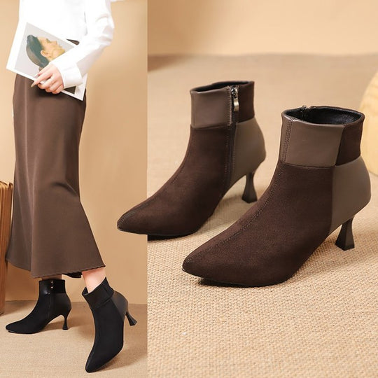 Damen Elegante Stiefeletten mit schickem Blockabsatz und modischen Details EB
