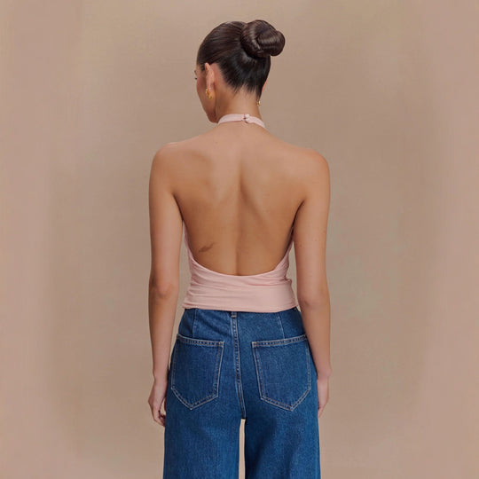 Damen Elegantes Rüschentop mit hochgeschlossenem Design EB