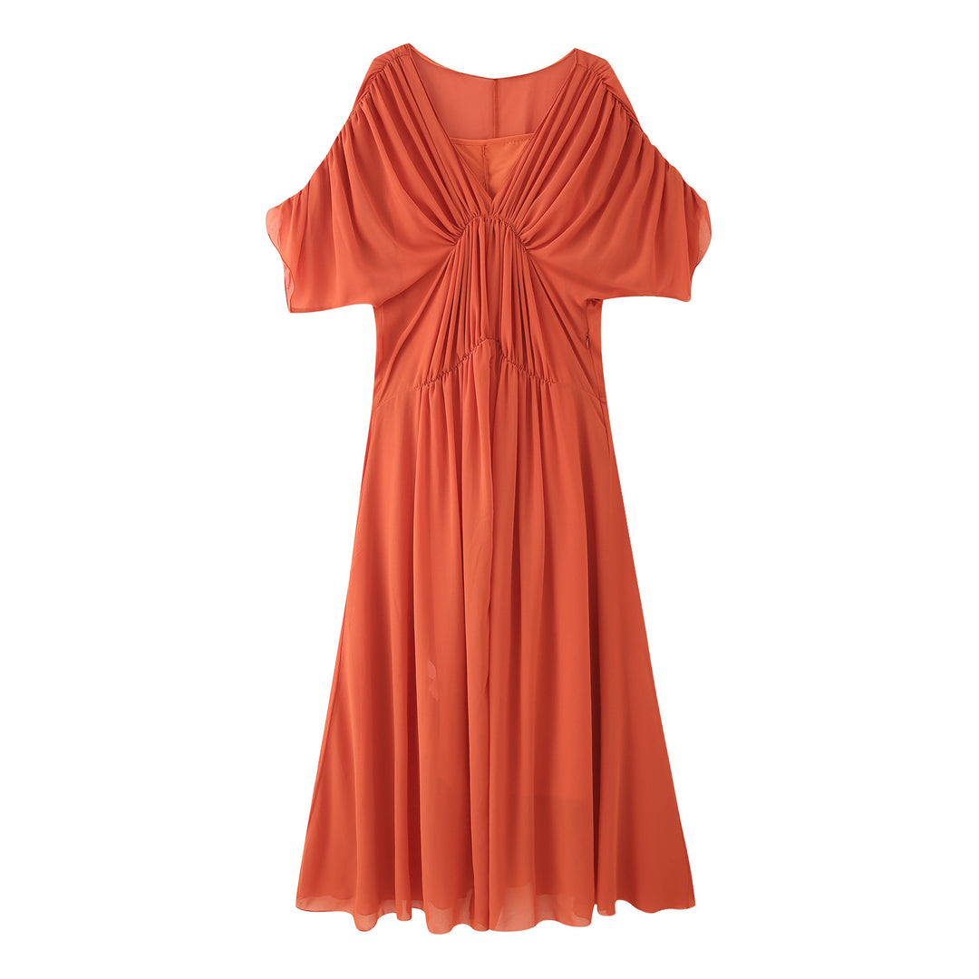 Damen Maxikleid mit fließender Silhouette und eleganter Raffung EB