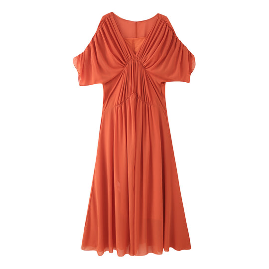 Damen Maxikleid mit fließender Silhouette und eleganter Raffung EB