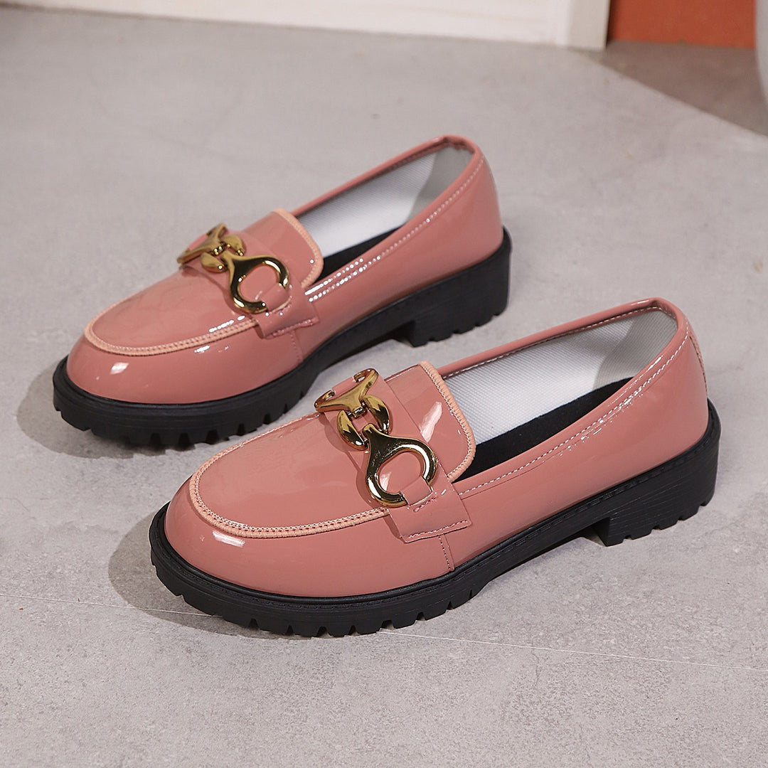 Damen Trendige und komfortable Loafers mit glänzender Oberflächenbeschaffenheit EB
