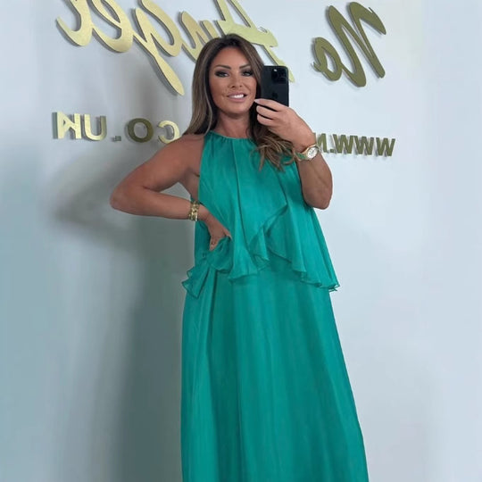 Damen Maxikleid mit fließendem Schnitt und eleganter Drapierung EB