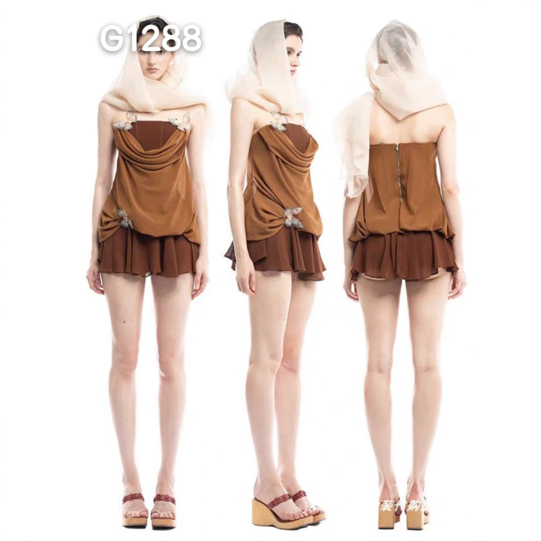 Damen Elegante Corsage-Bluse mit transparenten Ärmeln EB
