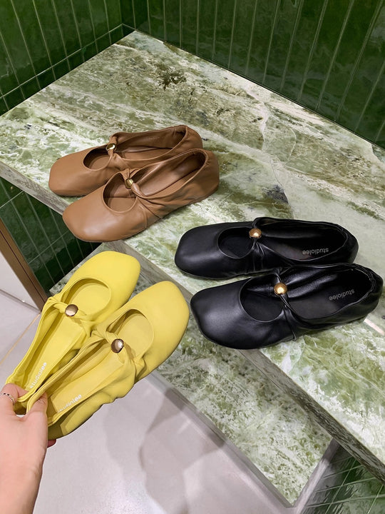 Damen Ballerina-Schuhe mit elegantem Knopfdetail und weichem Obermaterial EB