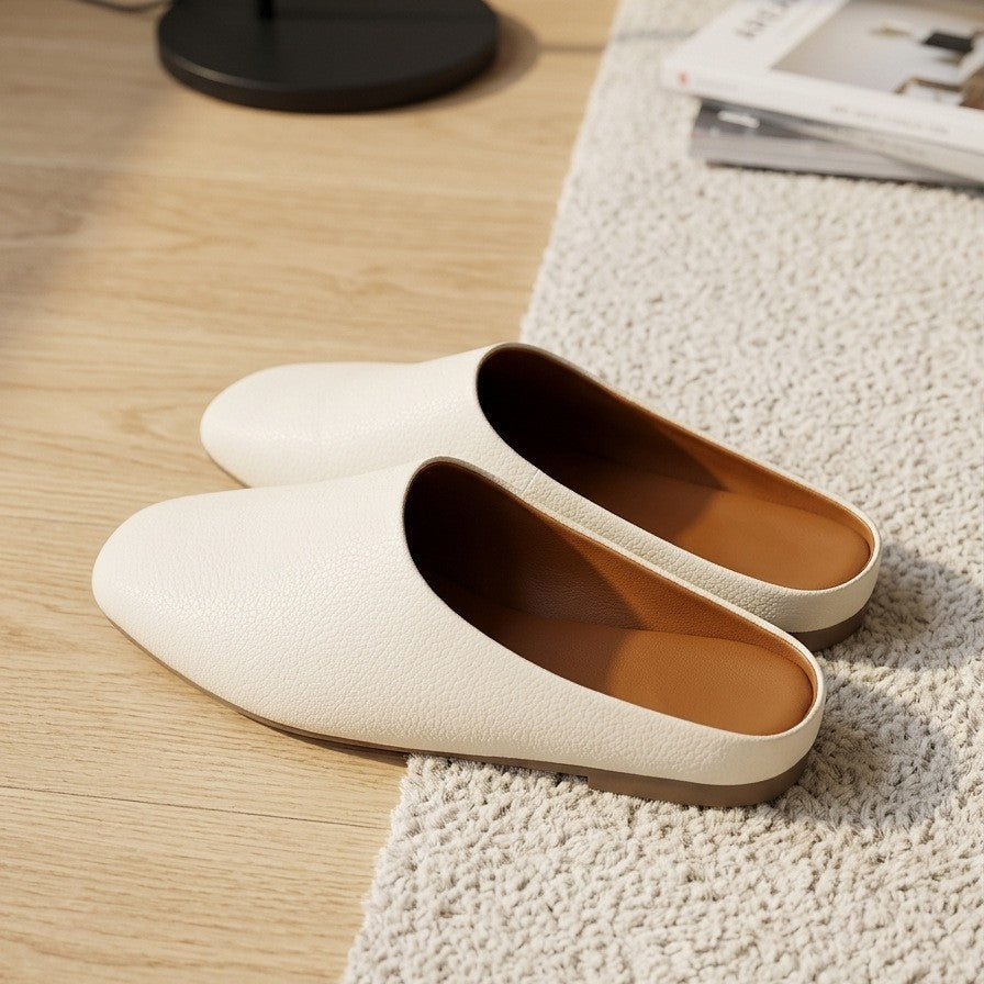Damen elegante Mules aus hochwertigem Leder mit Komfortsohle EB