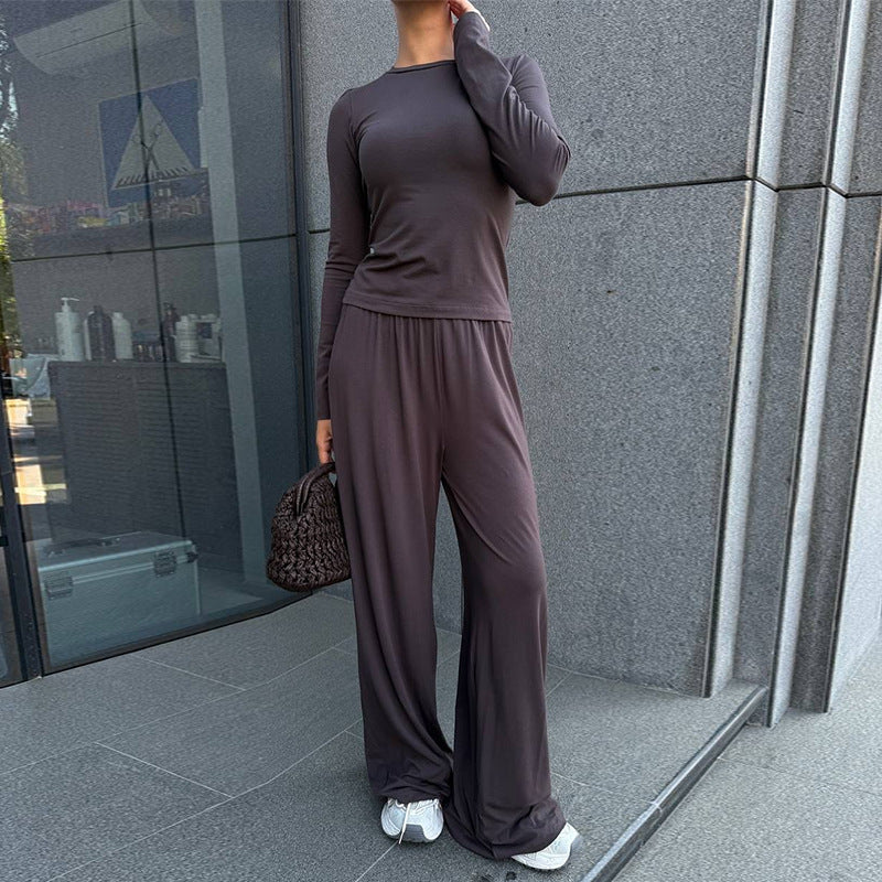 Damen elegante Loungewear-Kombination mit Kapuze und weitem Schnitt EB