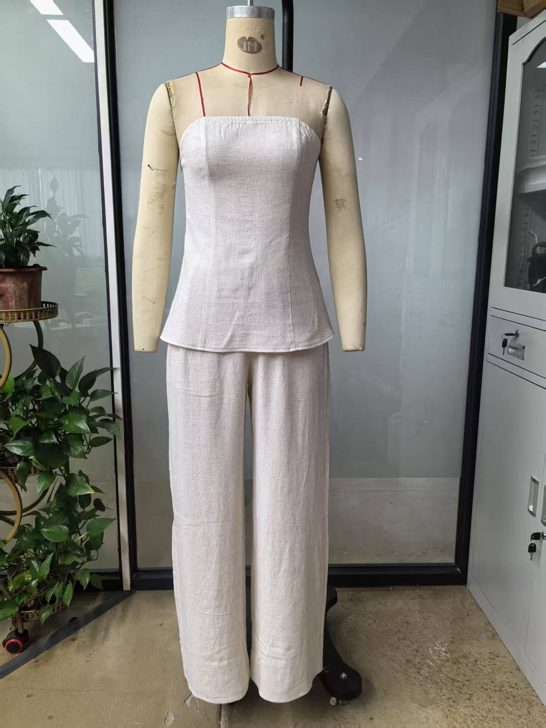 Damen Cropped Oberteil und weite Hose Set EB