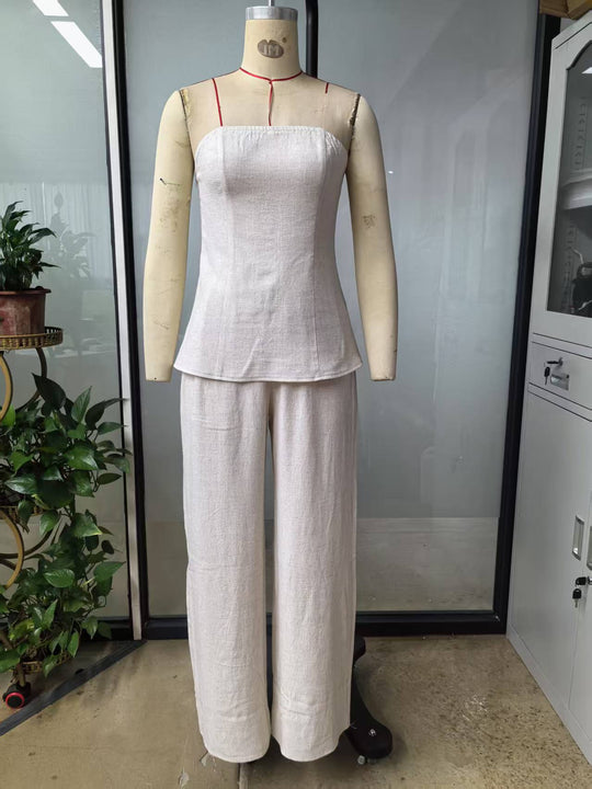 Damen Cropped Oberteil und weite Hose Set EB