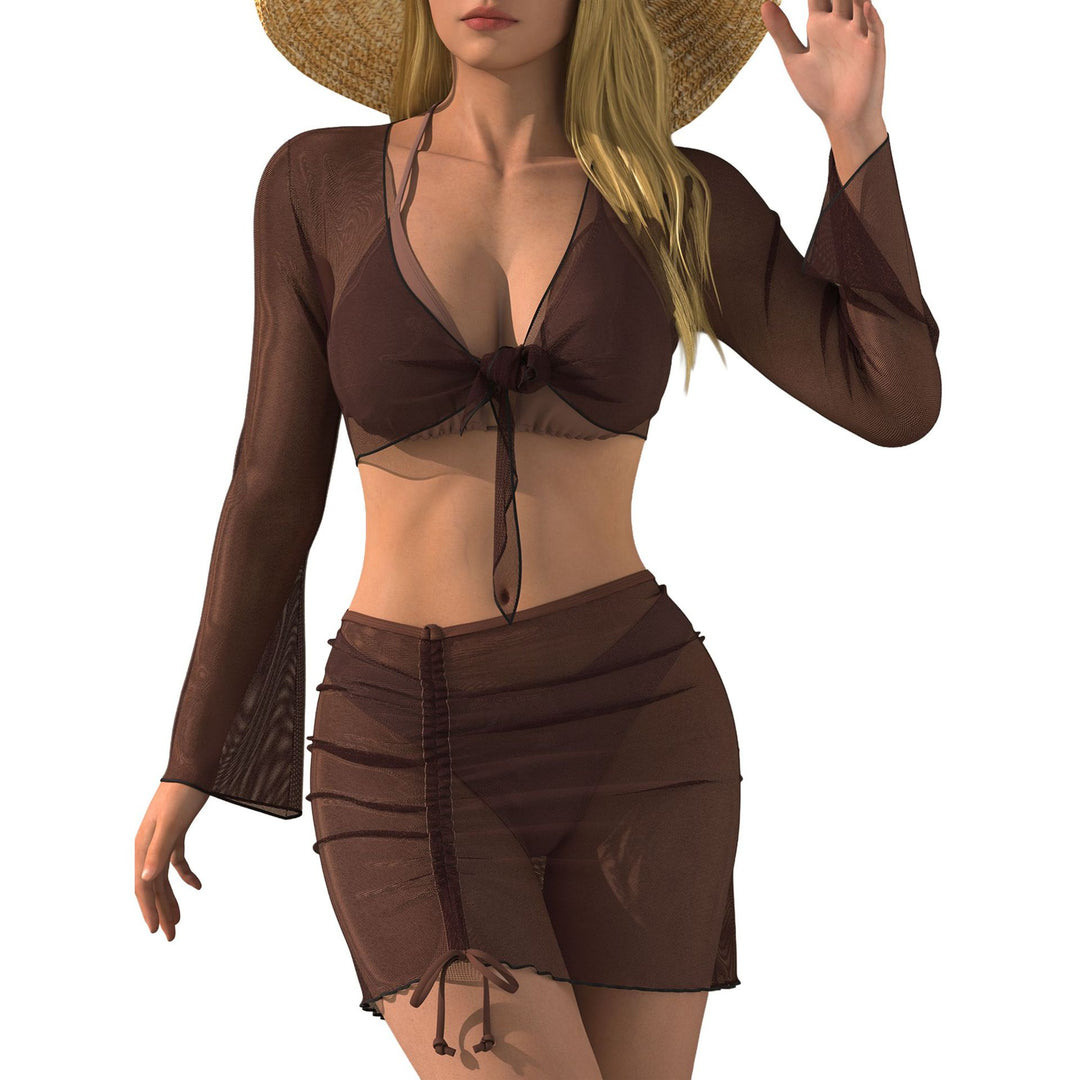 Damen Strand-Outfit mit transparenter Bluse EB