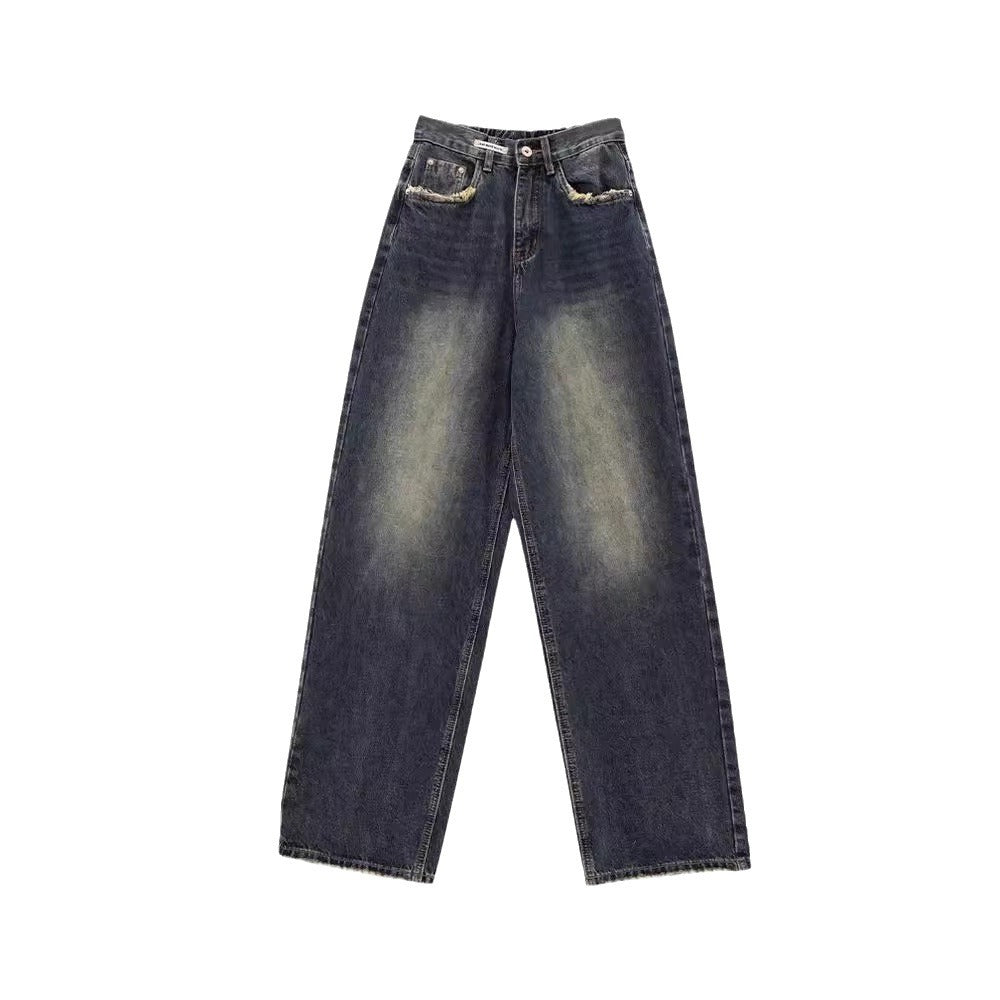 Damen weite Jeanshose mit hohem Bund EB