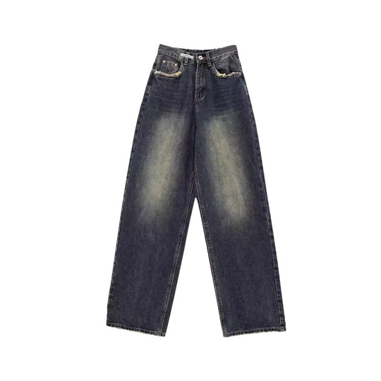 Damen weite Jeanshose mit hohem Bund EB