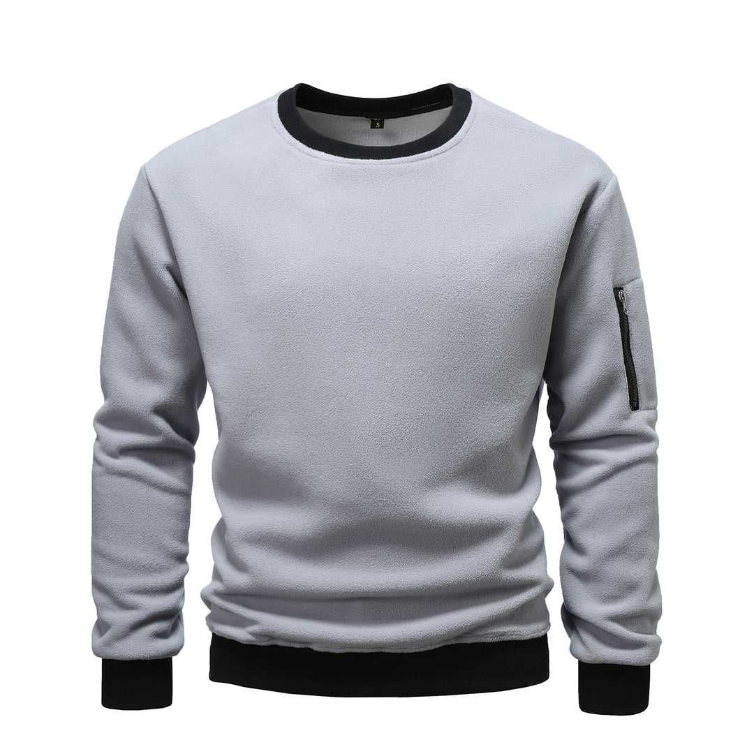 Herren kuscheliger Fleece-Pullover mit Reißverschlusstasche EB