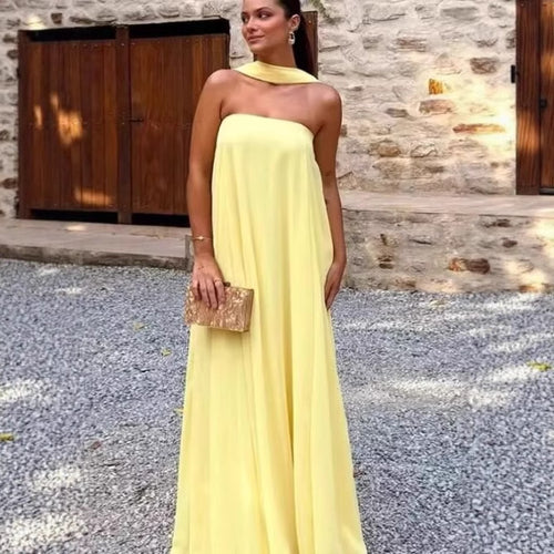 Damen Maxikleid mit innovativem Halterneck und fließendem Schnitt EB