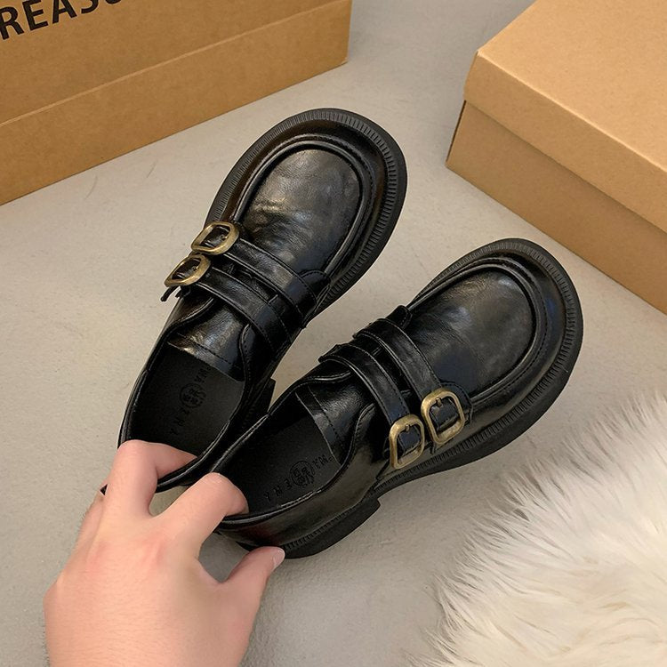 Damen Modische Schnürschuhe mit dekorativen Doppelschnallen EB