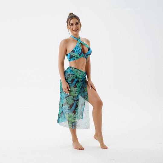 Damen Bikini-Set mit verspieltem Spitze-Design und transparenter Strandumhüllung EB