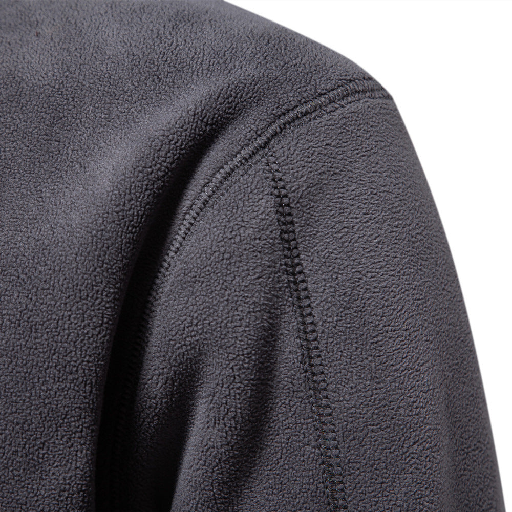 Herren nan leichter Fleece-Troyer mit Kurzreißverschluss und Stehkragen EB