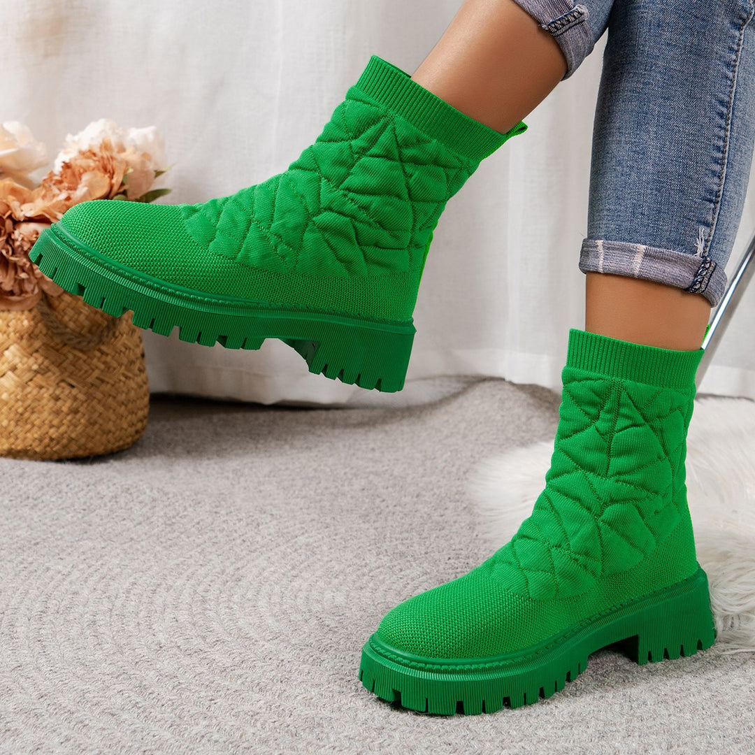 Damen Modische Stiefel mit strukturiertem Obermaterial und rutschfester Profilsohle EB