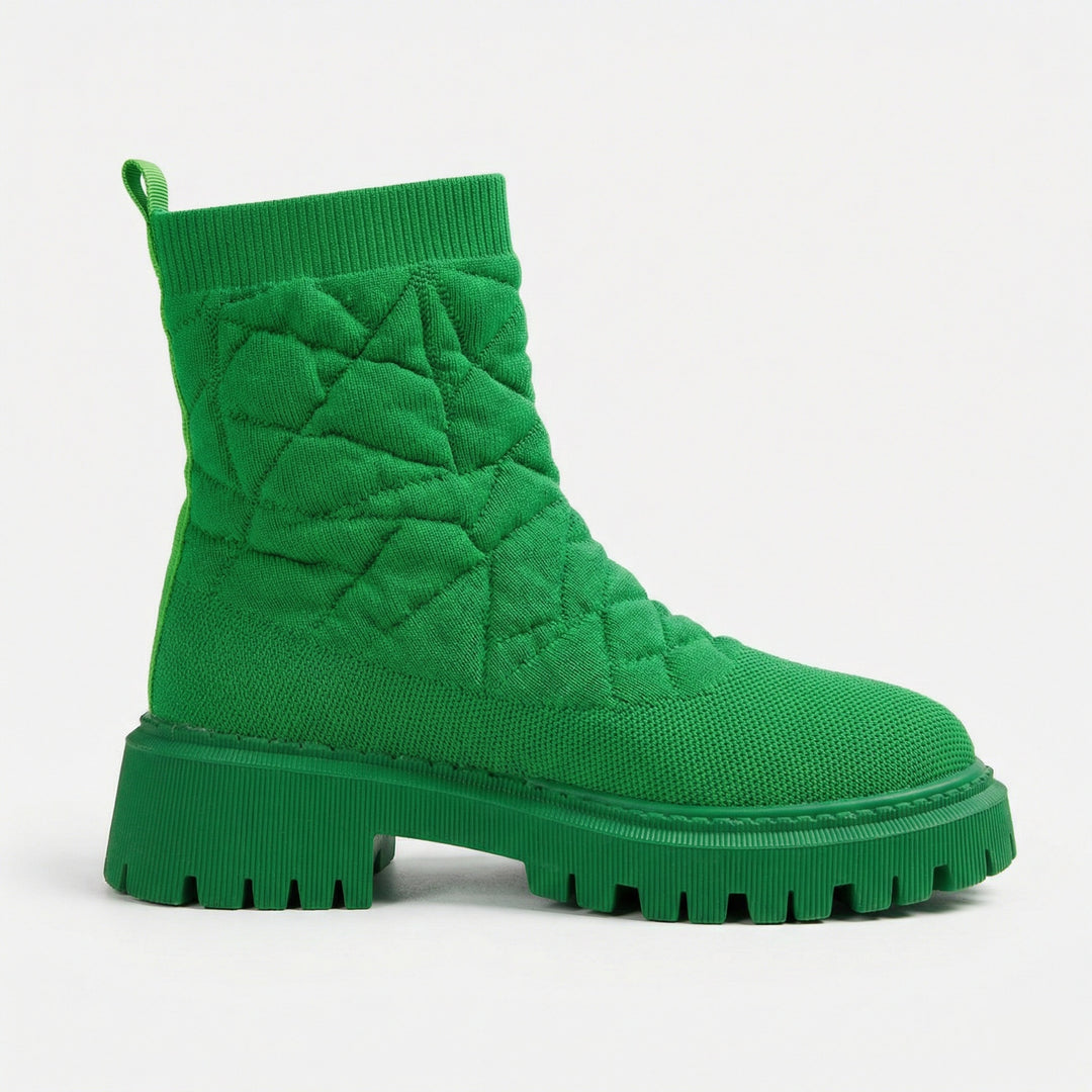 Damen Modische Stiefel mit strukturiertem Obermaterial und rutschfester Profilsohle EB